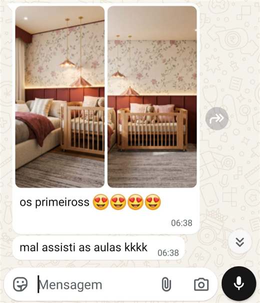 Depoimento com dois renders de quarto infantil: os primeiros, mal assisti as aulas