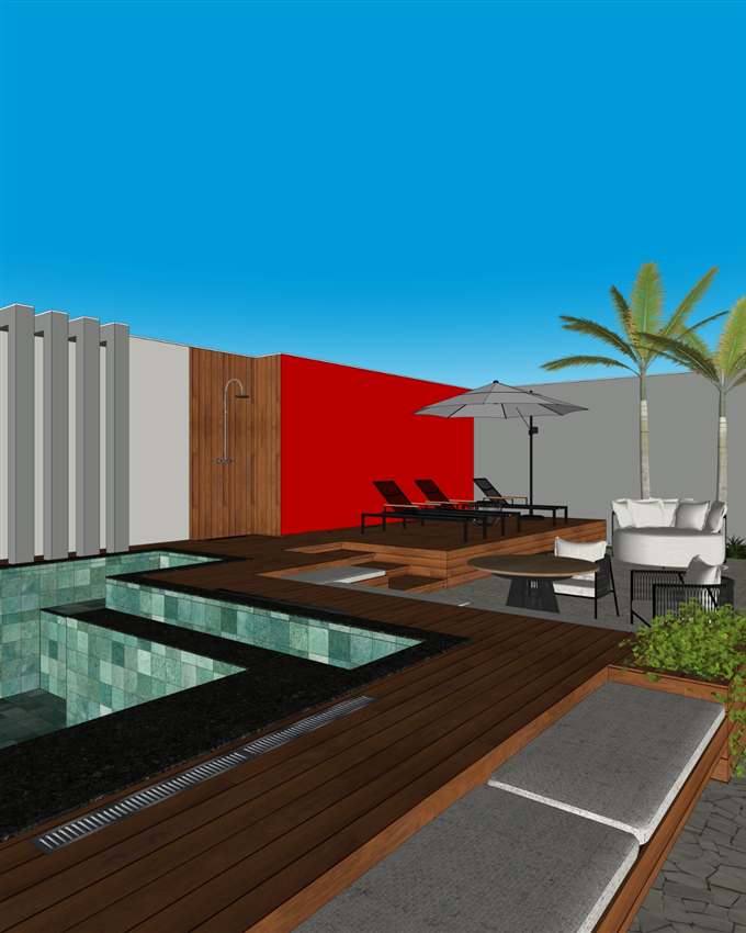 Print da mesma área da piscina, direto do SketchUp