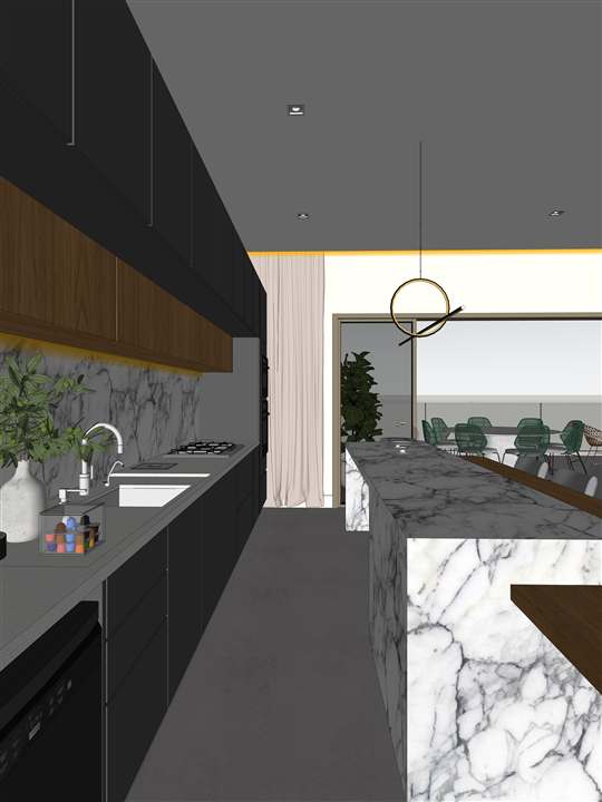 Print da mesma cozinha, direto do SketchUp